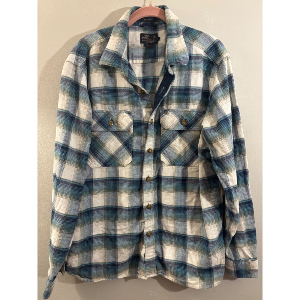 Pendleton Blue Gray Burnside Flannel Button Up L